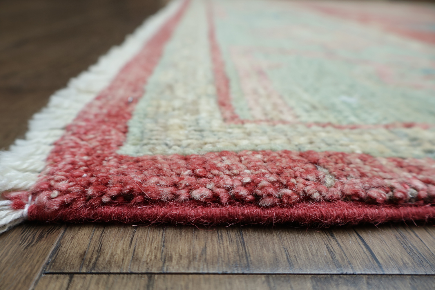 Chic Red and Aqua Oushak Turkish Rug for Modern Aesthetic Decor 6x9