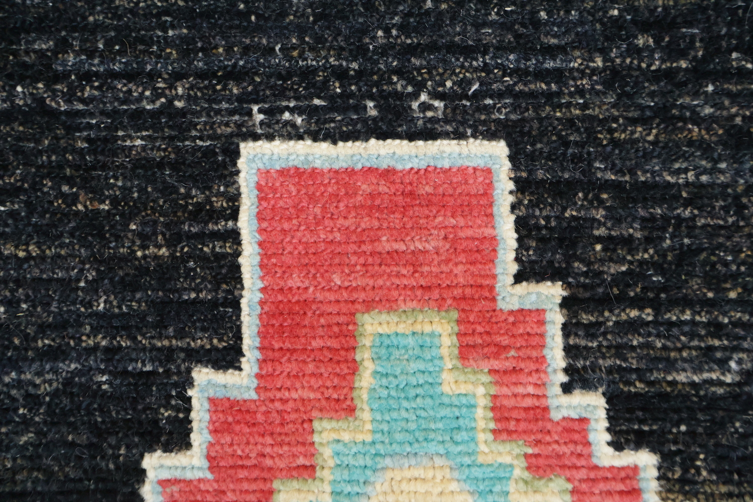 Bright and Whimsical Black Oushak Turkish Rug with Abstract Elements 8x11