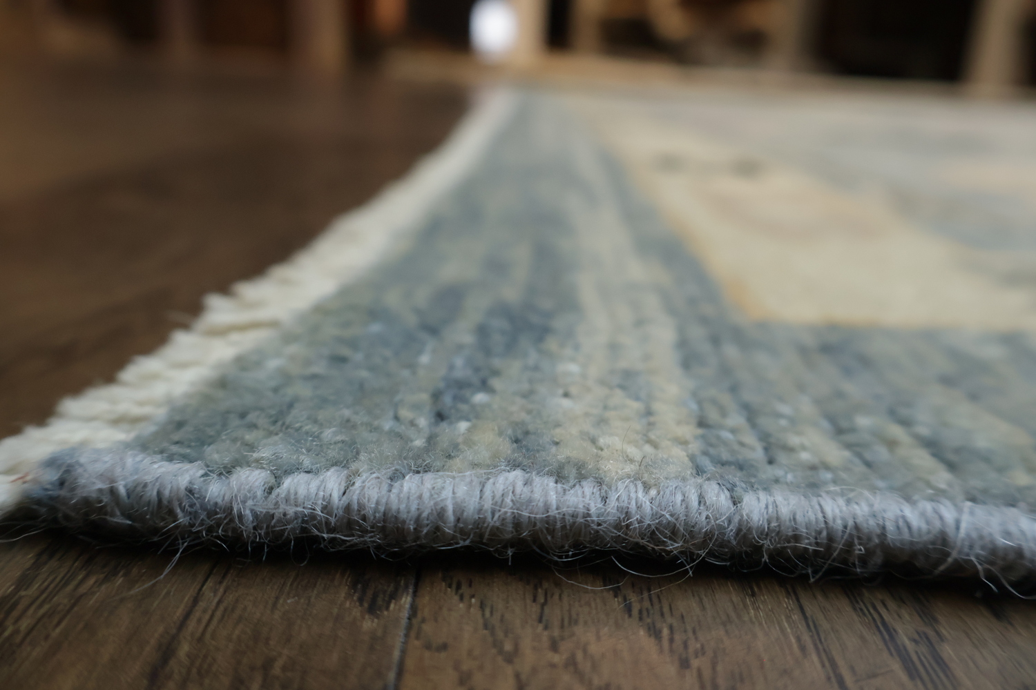 Elegant Grey Blue and Pink Oushak Turkish Rug with Traditional Design Motifs