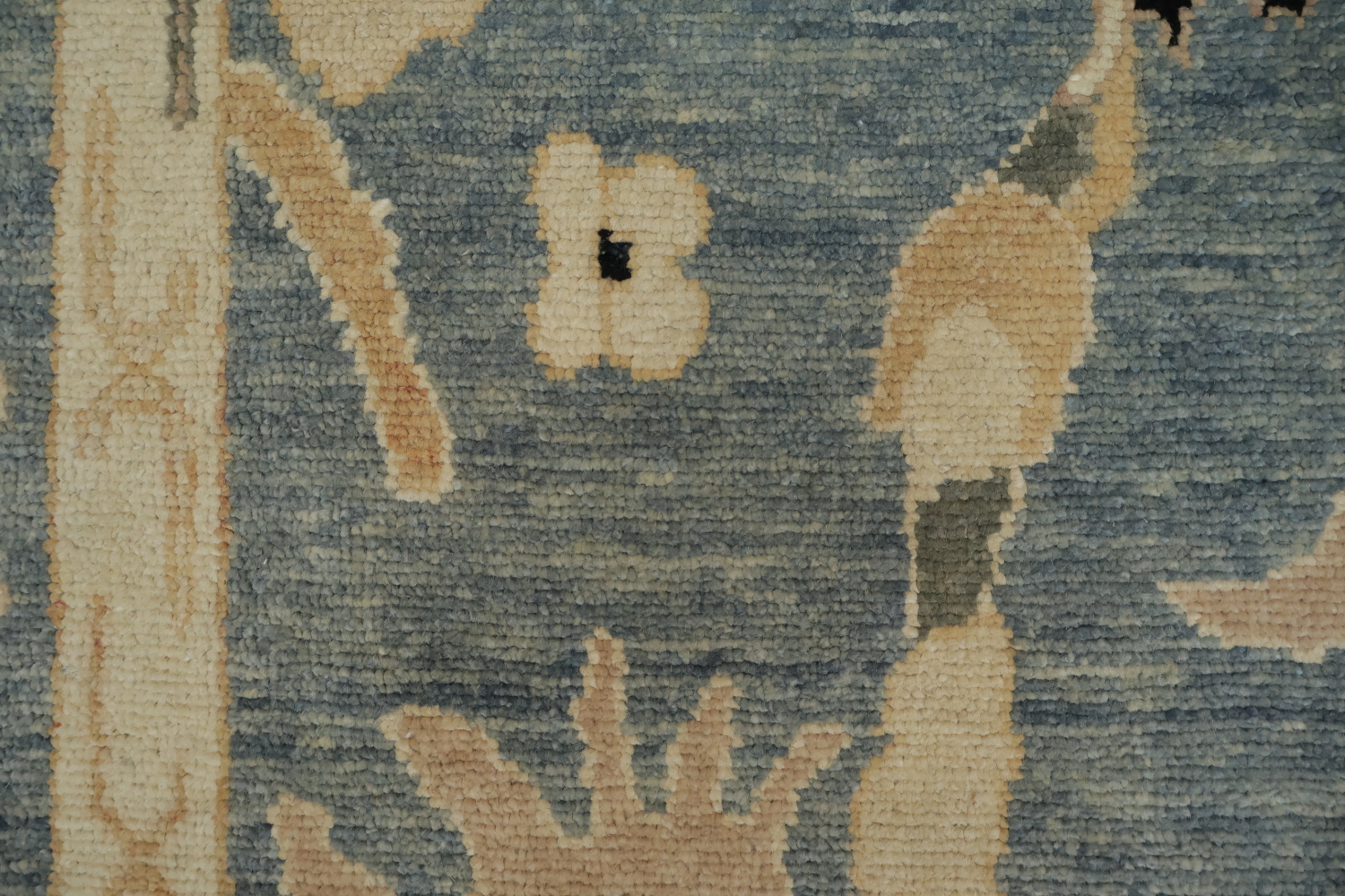 Elegant Grey Blue and Pink Oushak Turkish Rug with Traditional Design Motifs