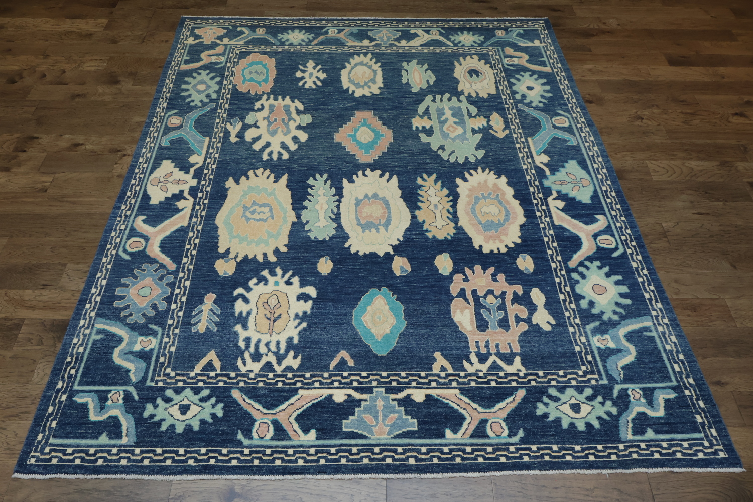 Midnight Blue Authentic Oushak Turkish Iconic Rug 9x11