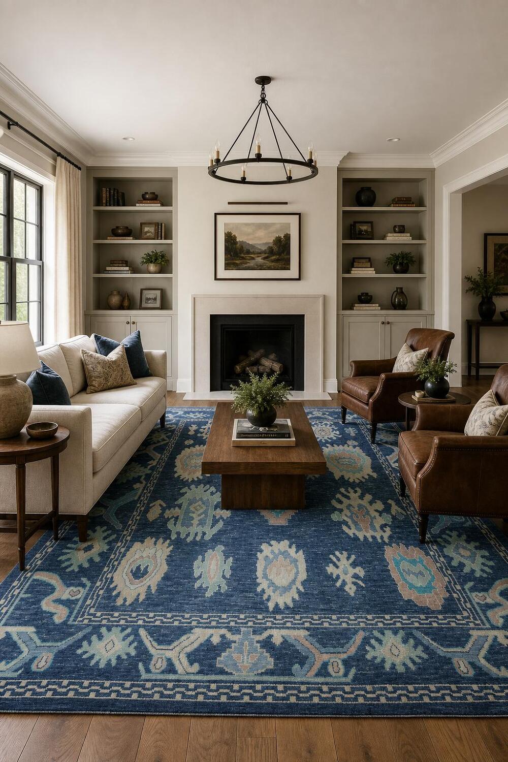 Midnight Blue Authentic Oushak Turkish Iconic Rug 9x11