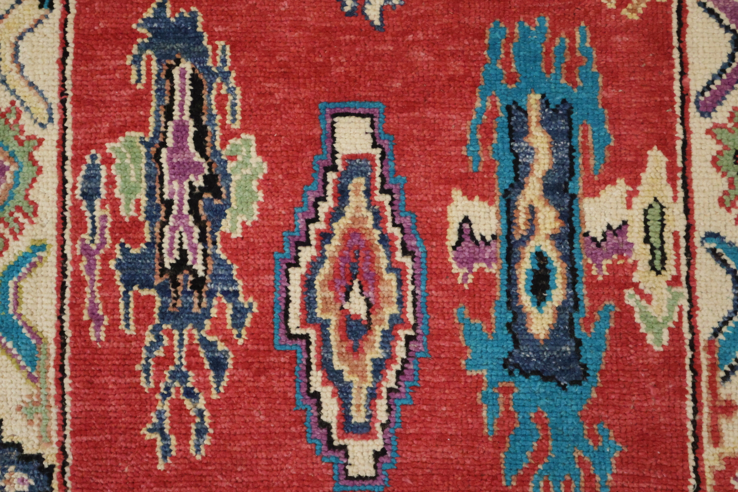Vibrant Red Oushak Turkish Runner Rug 12' 9'' X 2' 7''