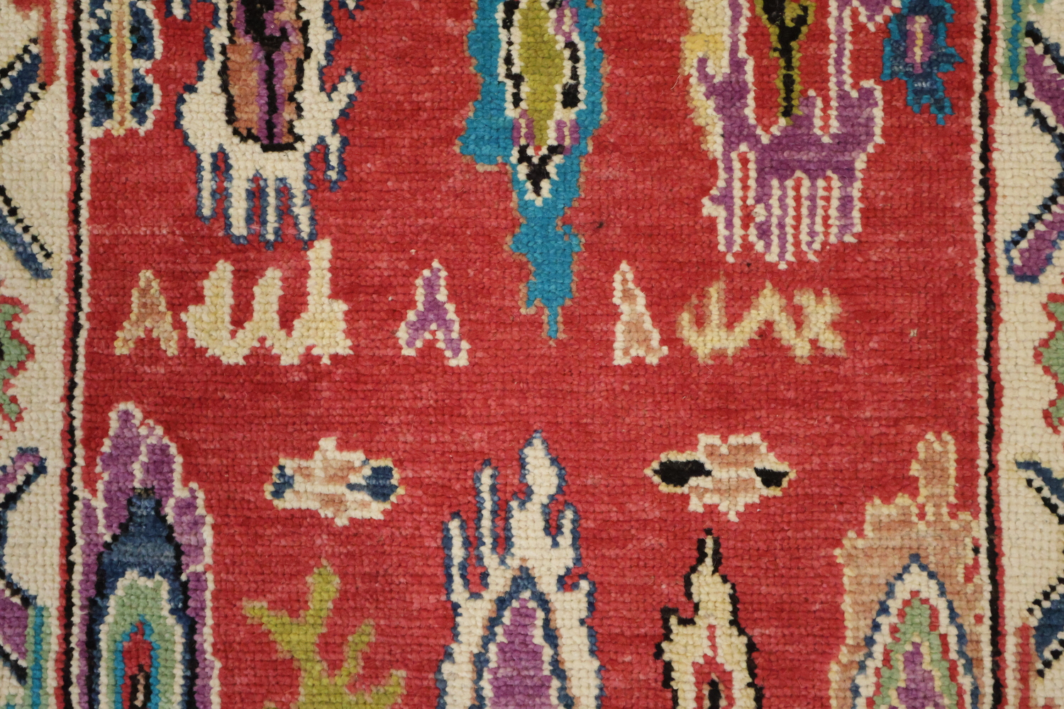 Vibrant Red Oushak Turkish Runner Rug 12' 9'' X 2' 7''