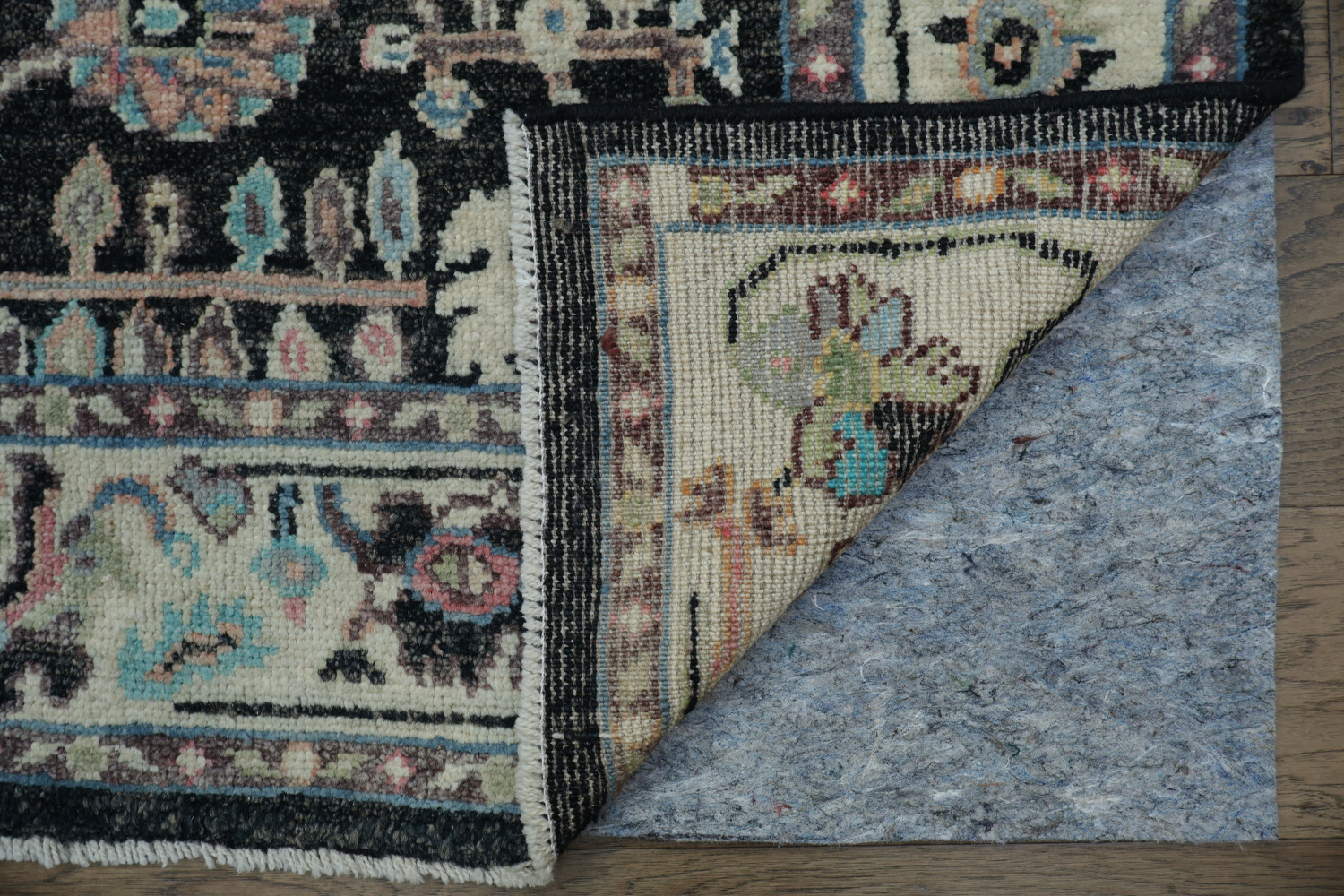 Black Floral Oushak Oriental Area Rug 5x6