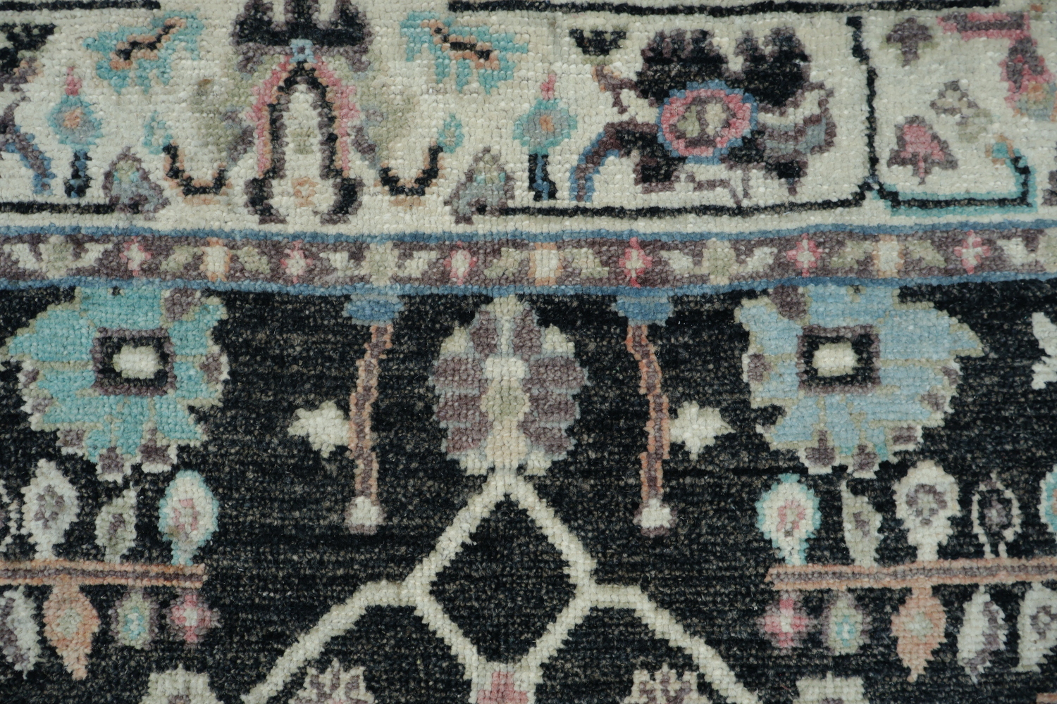 Black Floral Oushak Oriental Area Rug 5x6