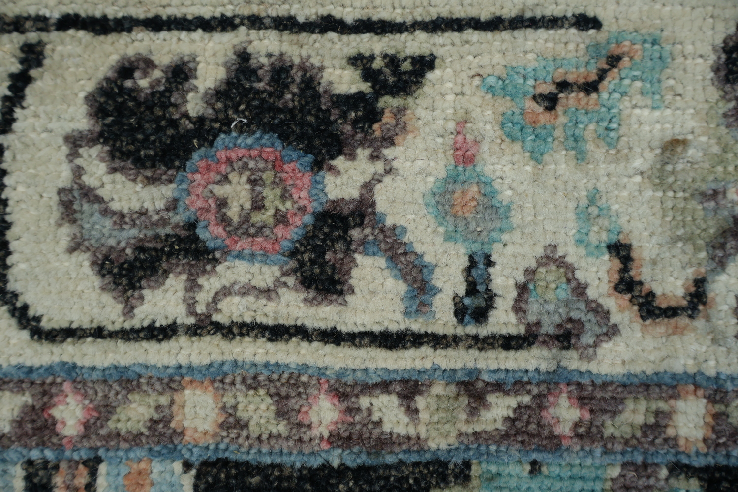 Black Floral Oushak Oriental Area Rug 5x6