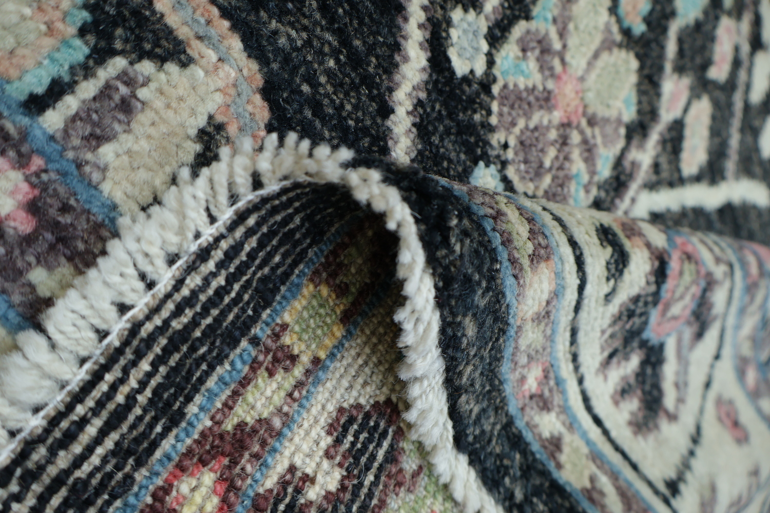 Black Floral Oushak Oriental Area Rug 5x6