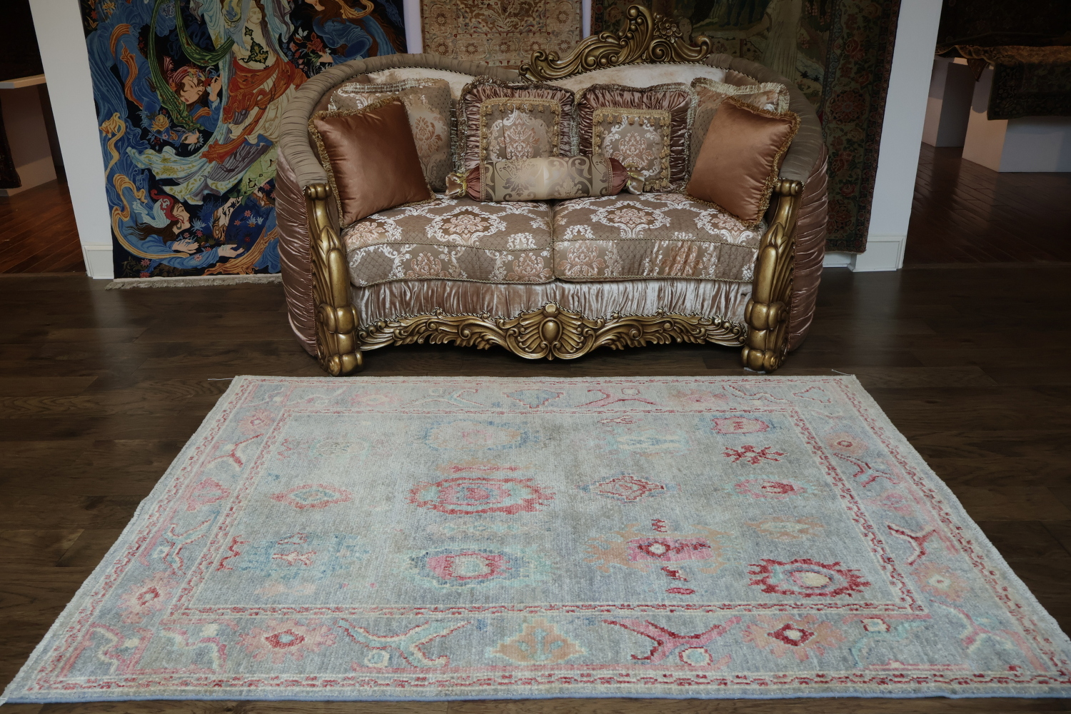 Geometric Authentic Oushak Turkish Oriental Area Rug 5x7