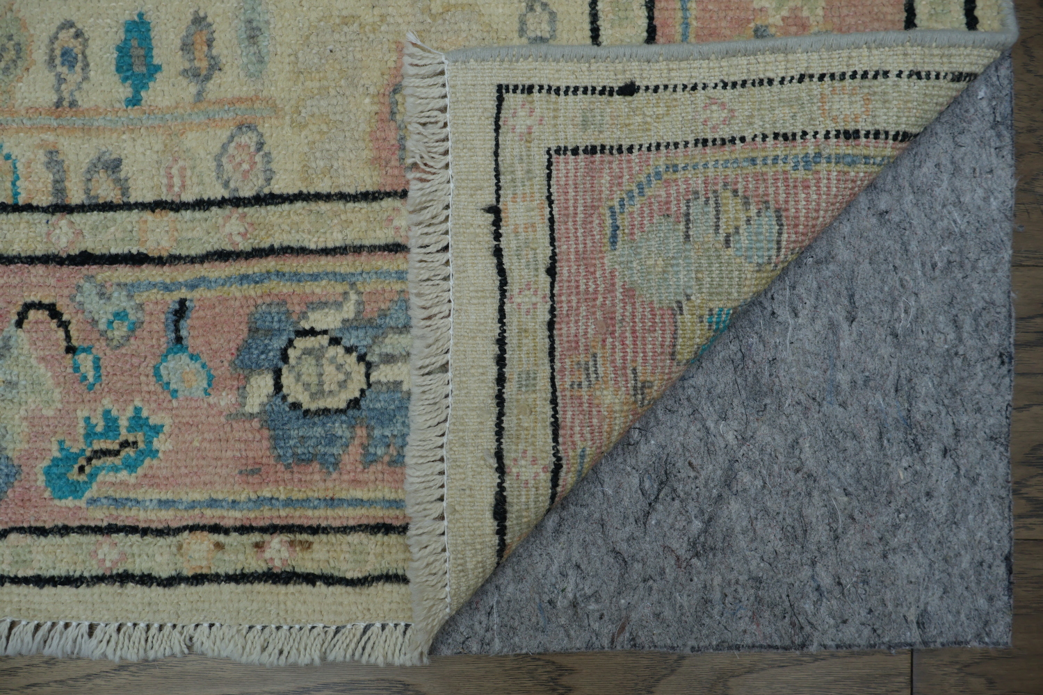 Soft-Toned Beige and Pink Turkish Rug with Classic Oriental Patterns 5x6