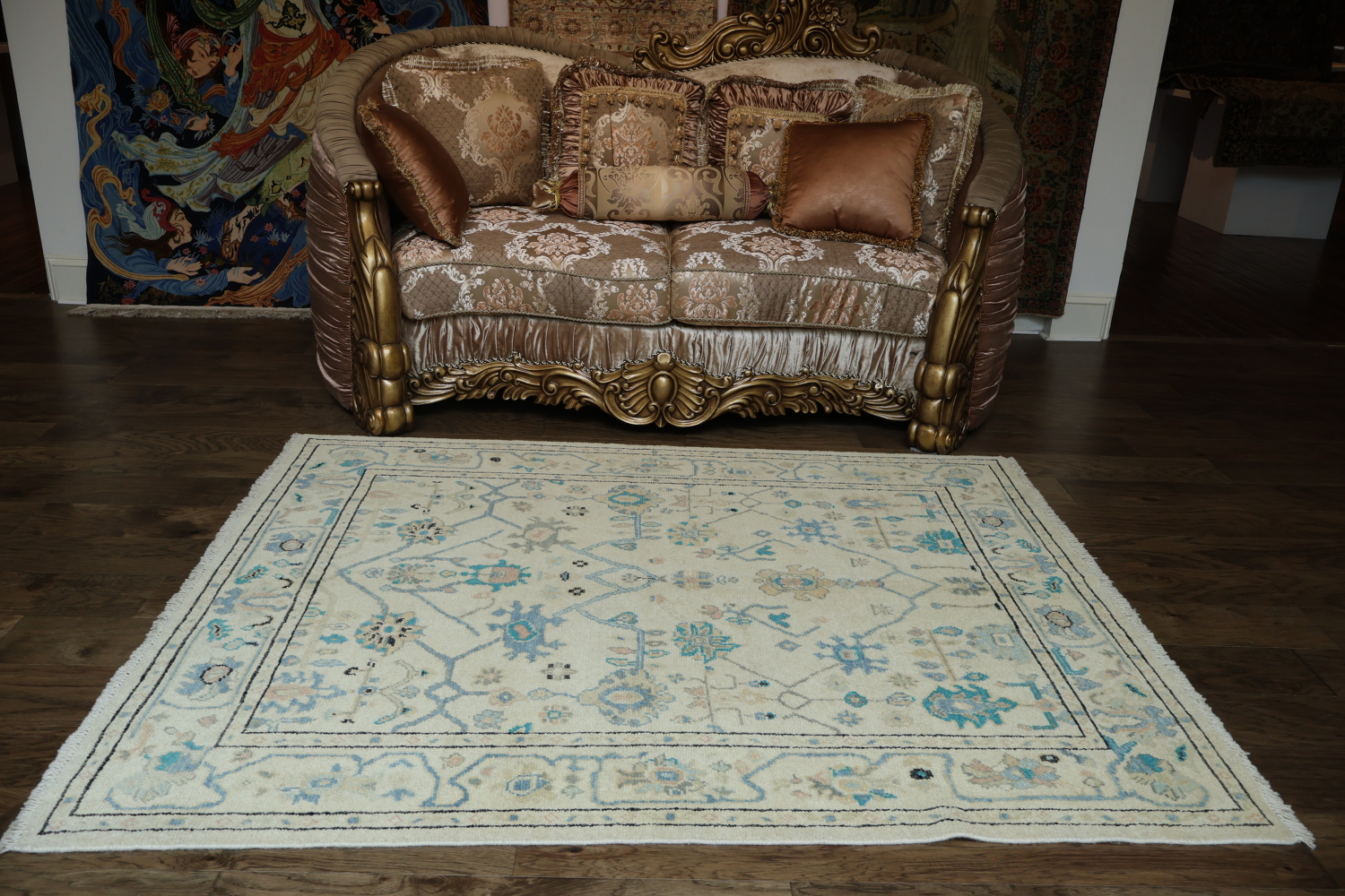Geometric All Over Oushak Oriental Area Rug 5x6