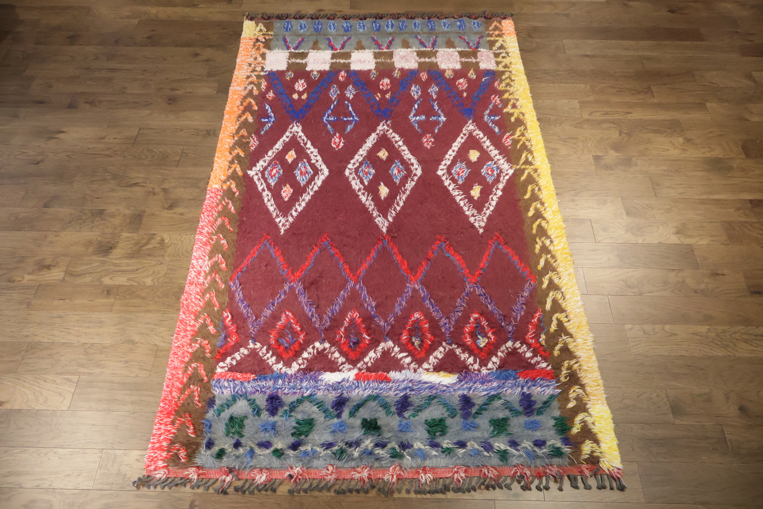Abstract Moroccan Oriental Wool Rug 6x10