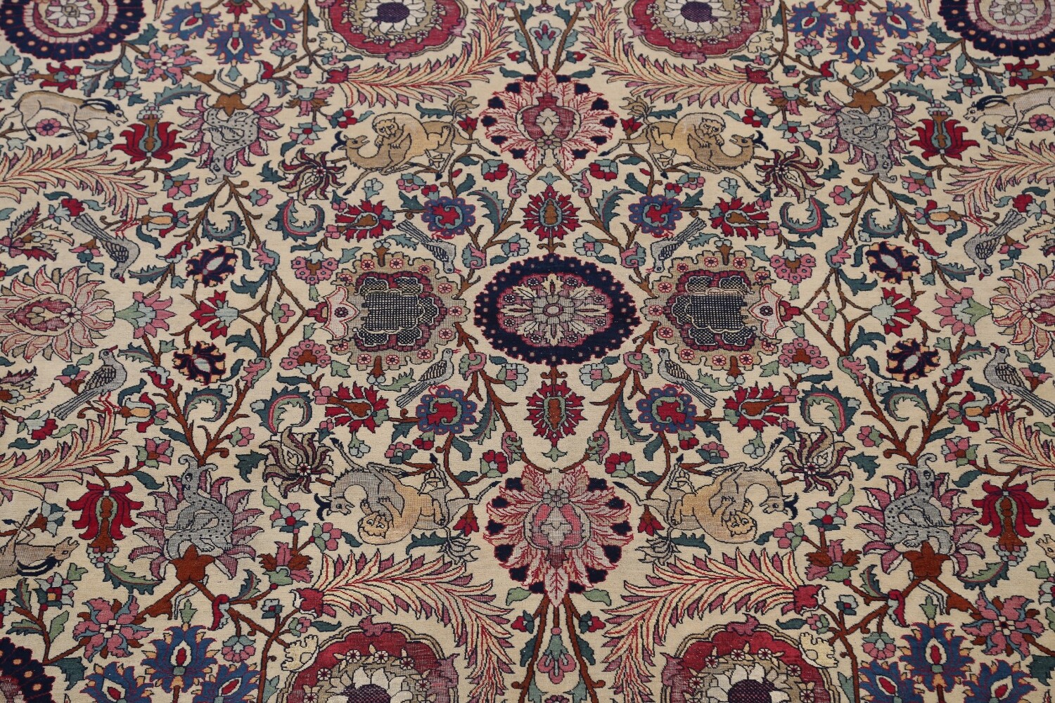 Antique Silk Vegetable Dye Tehran Persian Area Rug 11x14