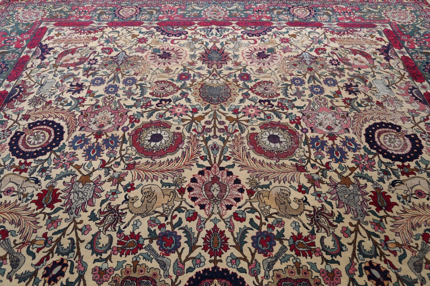 Antique Silk Vegetable Dye Tehran Persian Area Rug 11x14