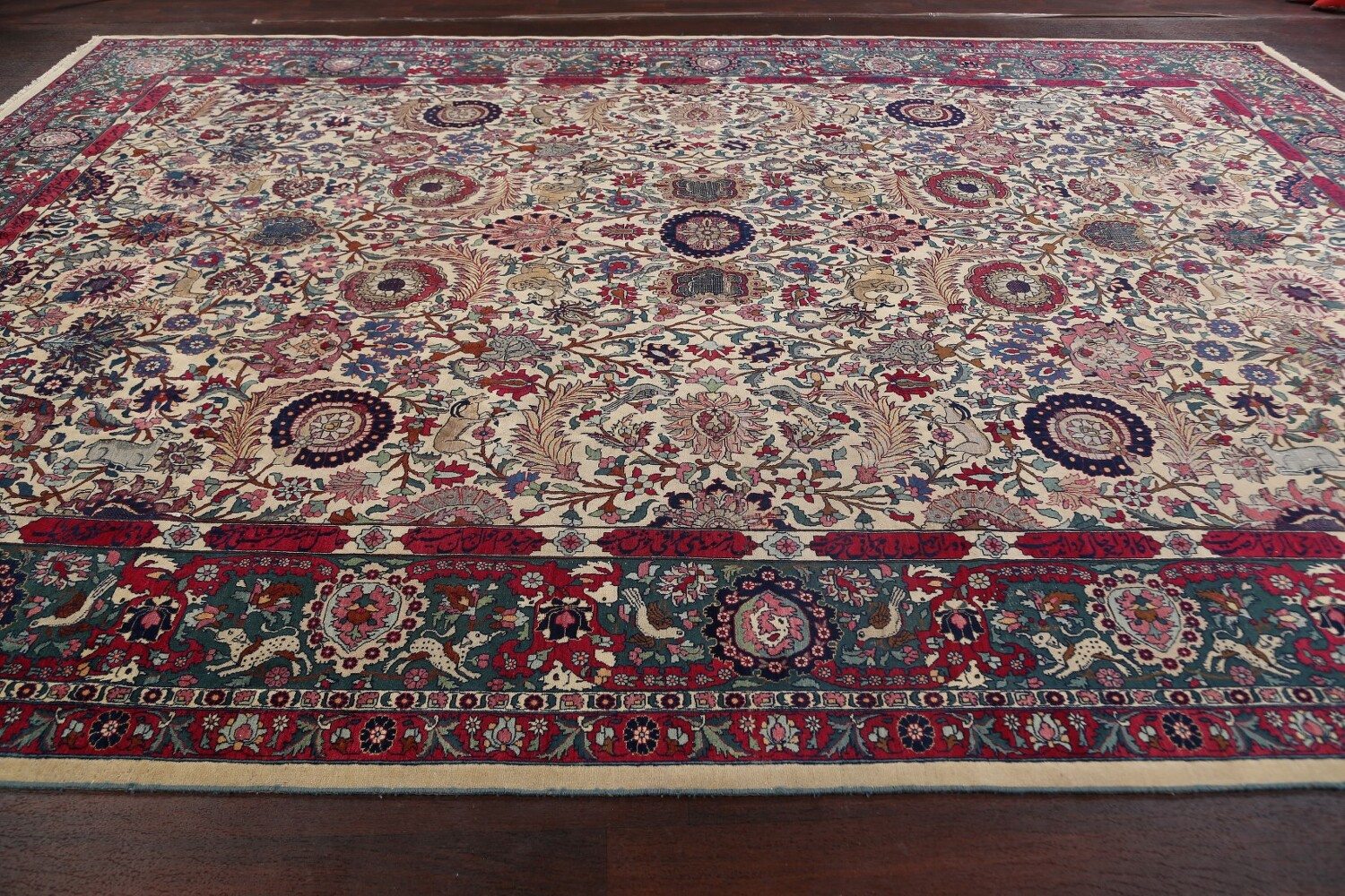 Antique Silk Vegetable Dye Tehran Persian Area Rug 11x14