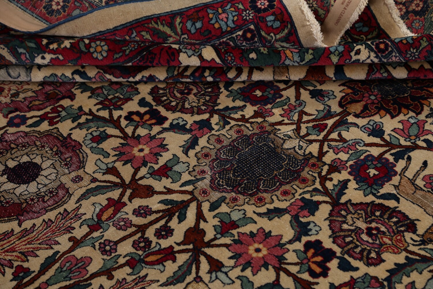 Antique Silk Vegetable Dye Tehran Persian Area Rug 11x14