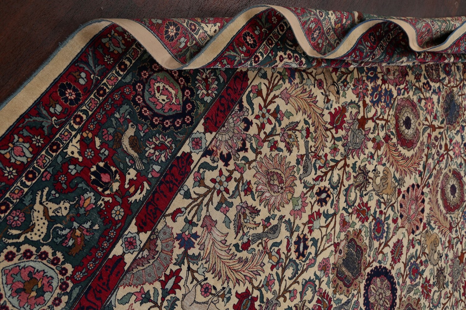 Antique Silk Vegetable Dye Tehran Persian Area Rug 11x14