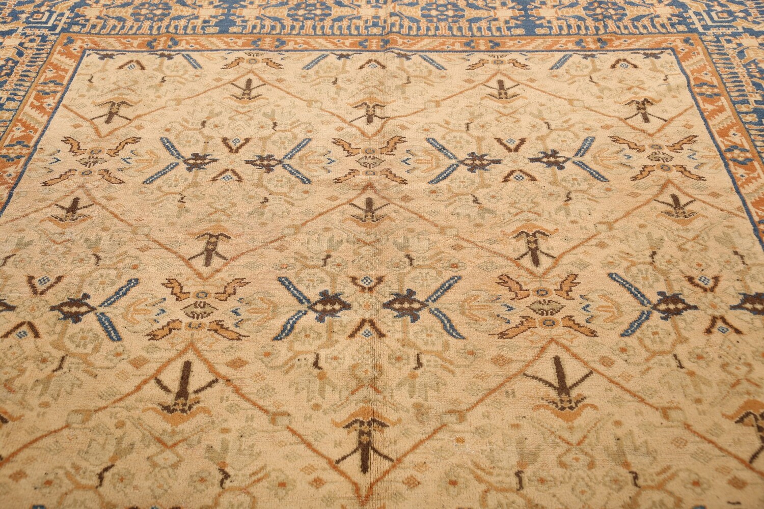 Antique 100% Vegetable Dye Ziegler Sultanabad Persian Area Rug 9x11
