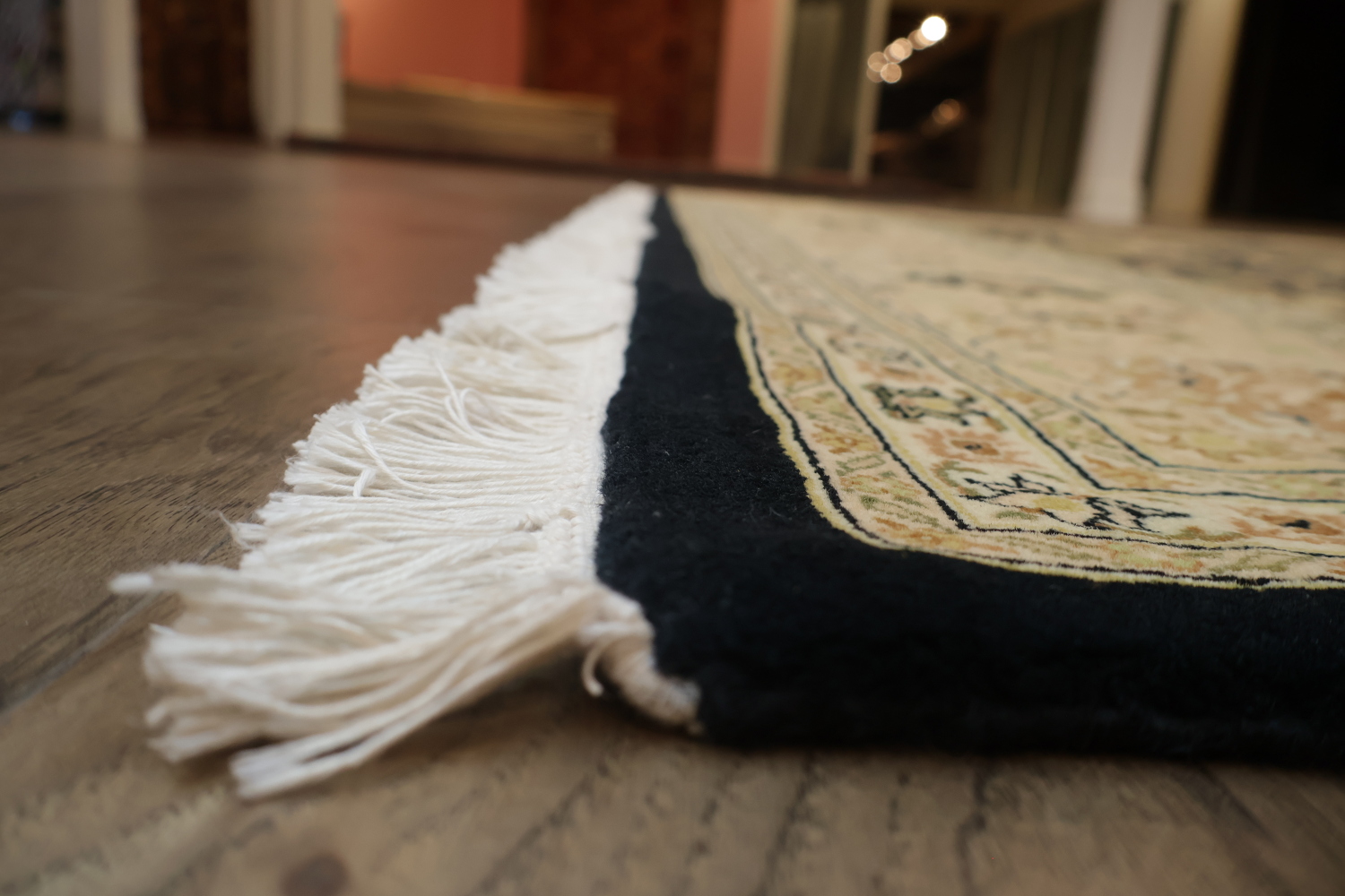 Traditional Black and Gold Masterpiece of Elegant Rug Craftsmanship 8x10