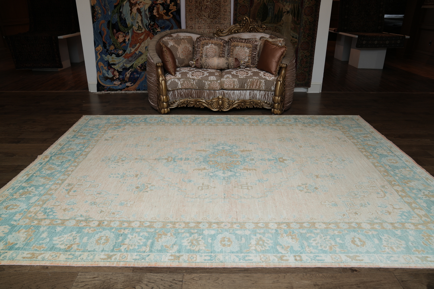 Geometric Authentic Oushak Turkish Oriental Area Rug 9x12