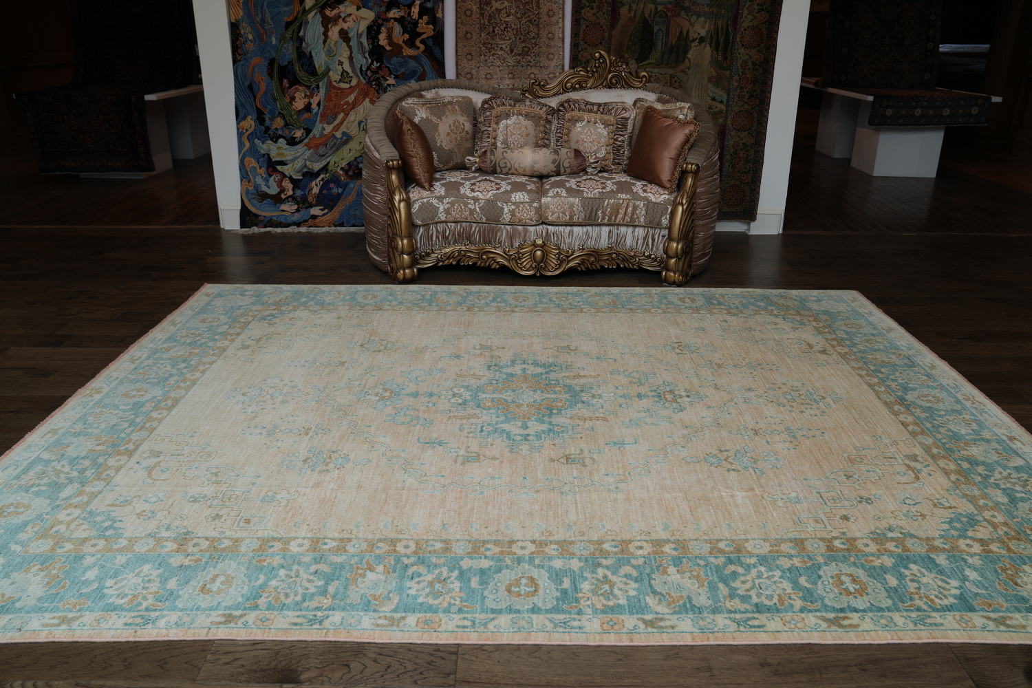 Geometric Authentic Oushak Turkish Oriental Area Rug 9x12