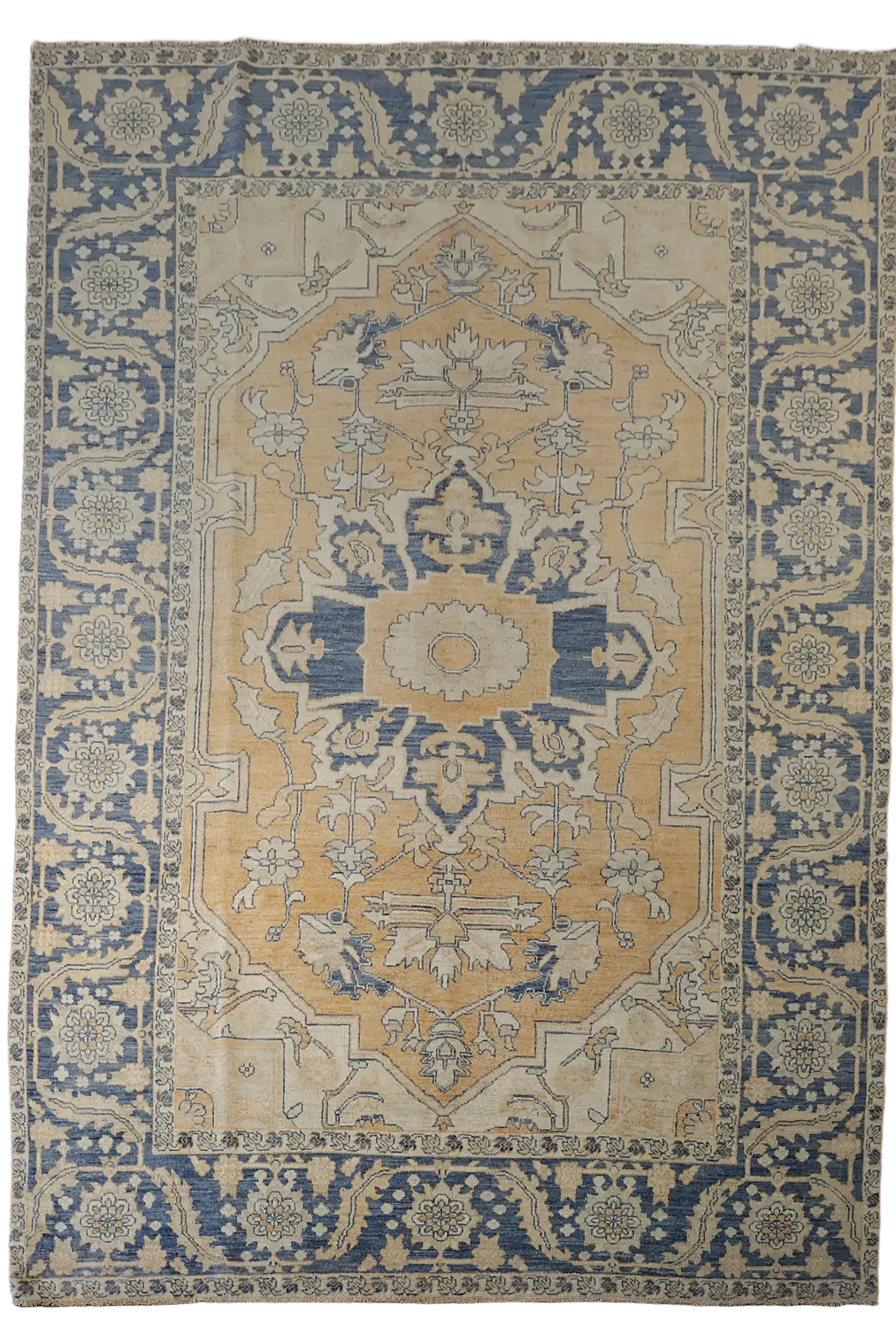 Antique-Style Rug Heriz Serapi Muted Color Living Room Rug 7x11 ft