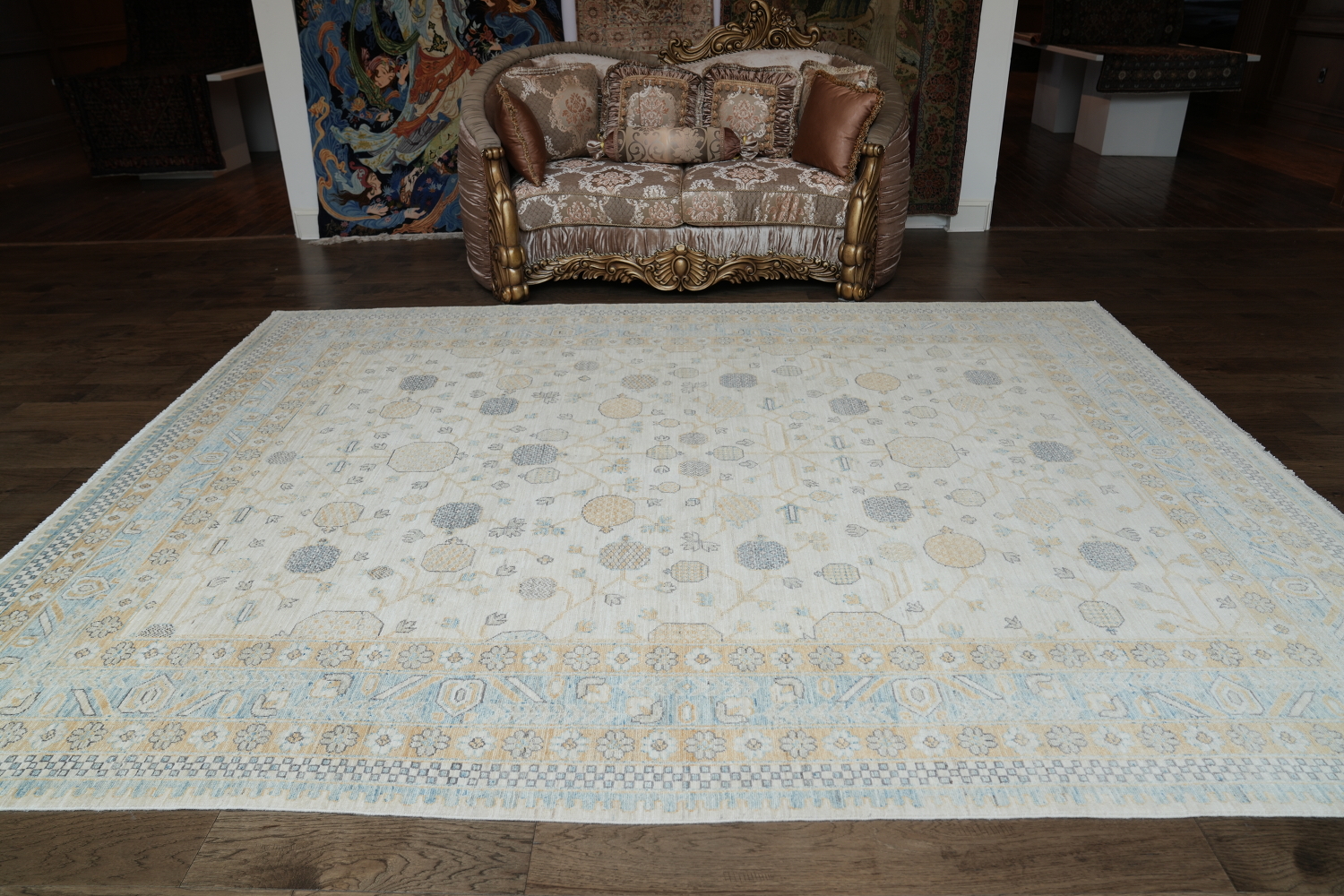 Vegetables Dye Geometric Khotan Oriental Area Rug 9x12