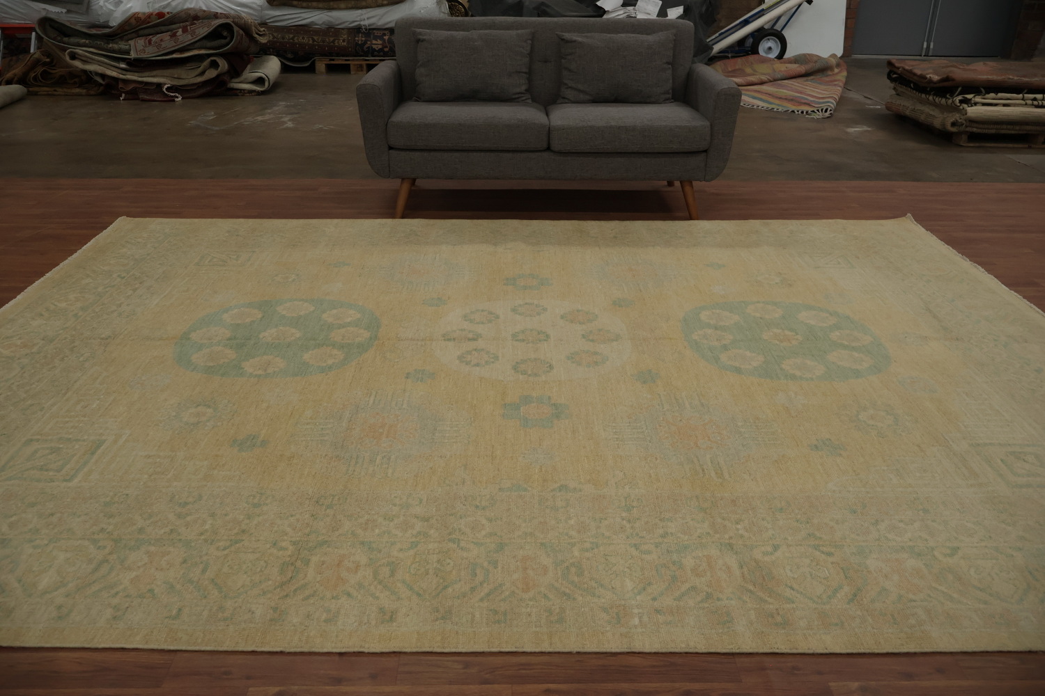 Artisan Crafted Khotan Vegetable Dye Area Rug 9x12 with a Modern Twist