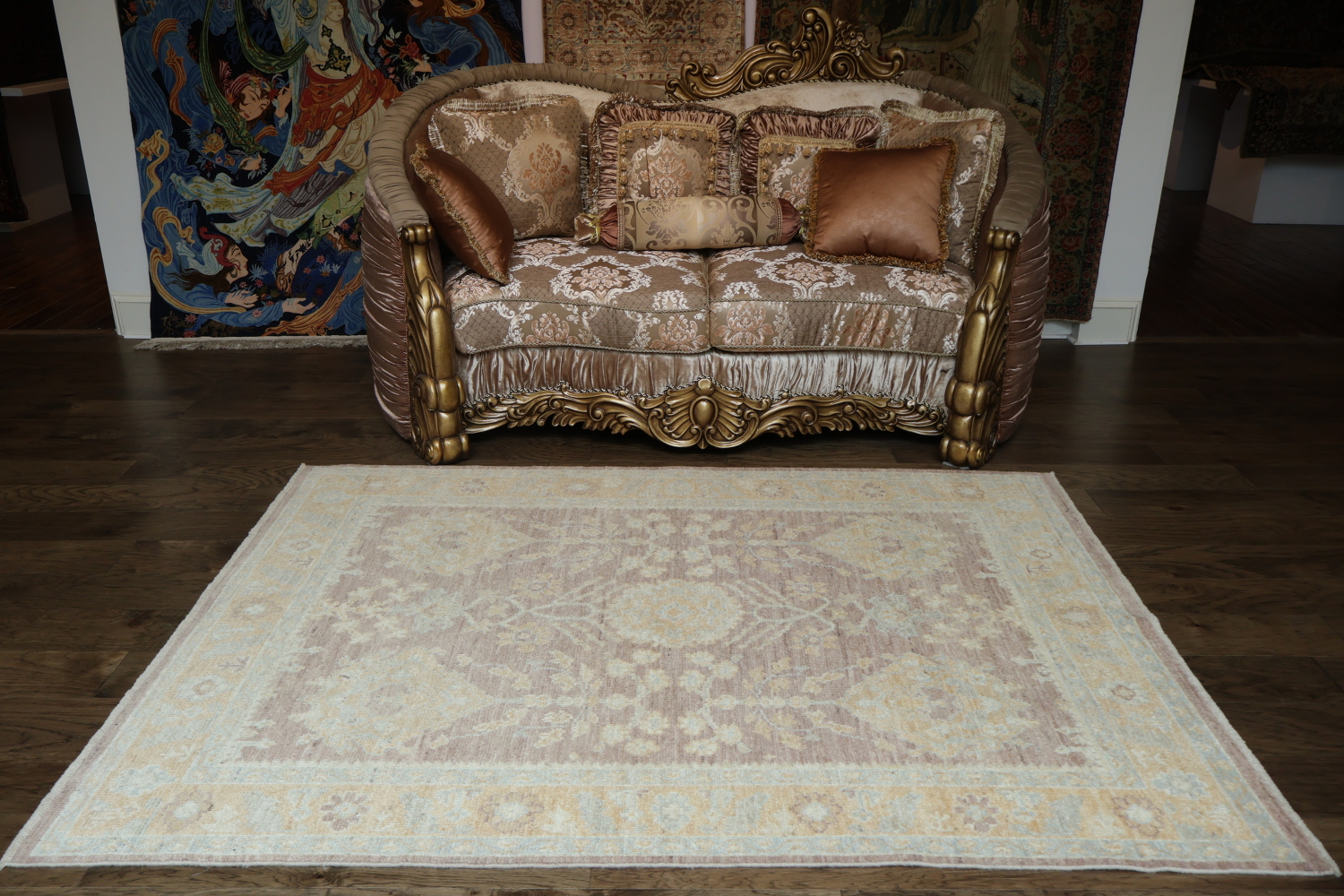 100% Vegetable Dye Authentic Oushak Oriental Area Rug 5x7