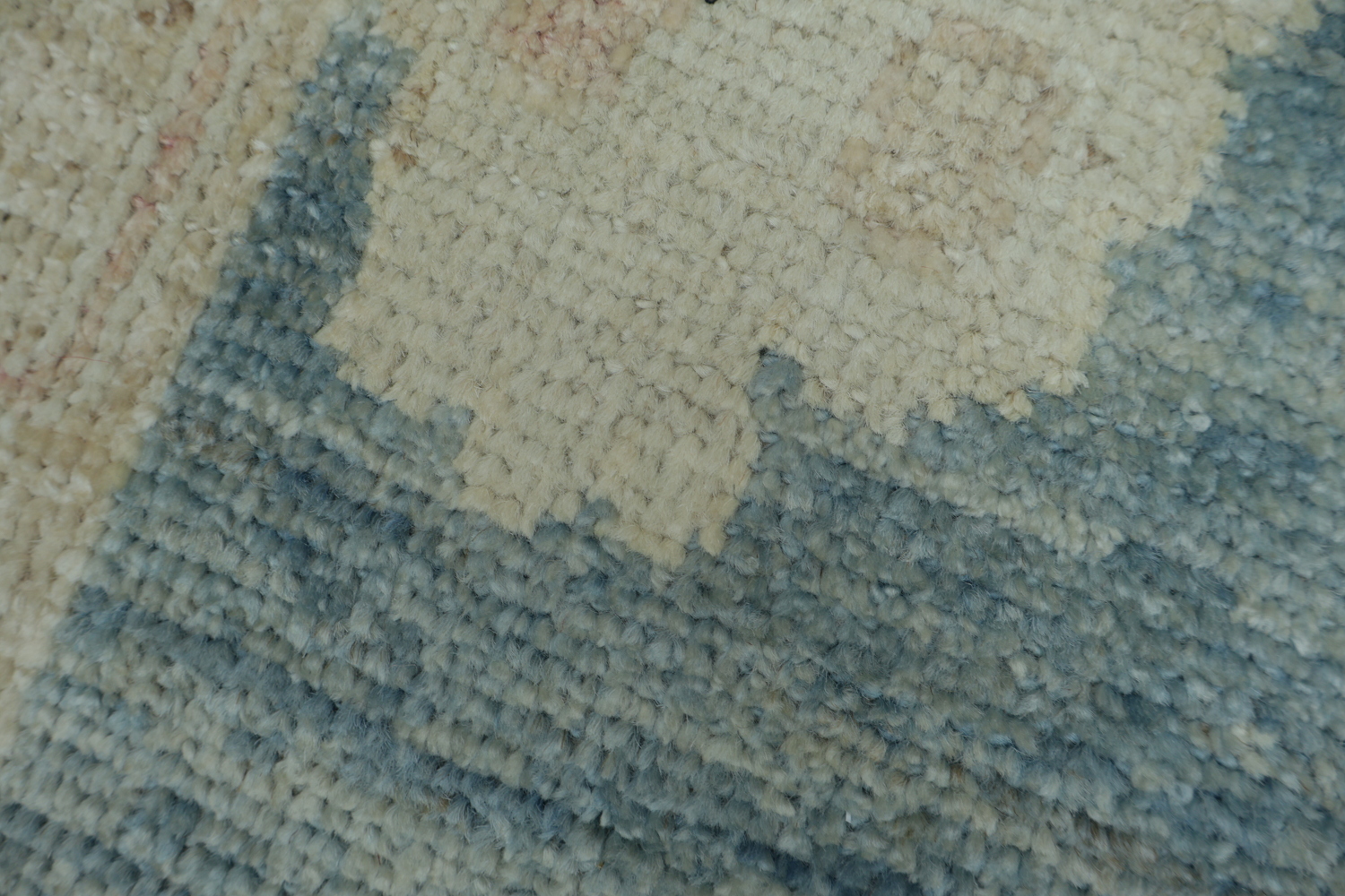 Chic Blue and Pastel Toned Oushak Turkish Rug with Antique Charm 5x8