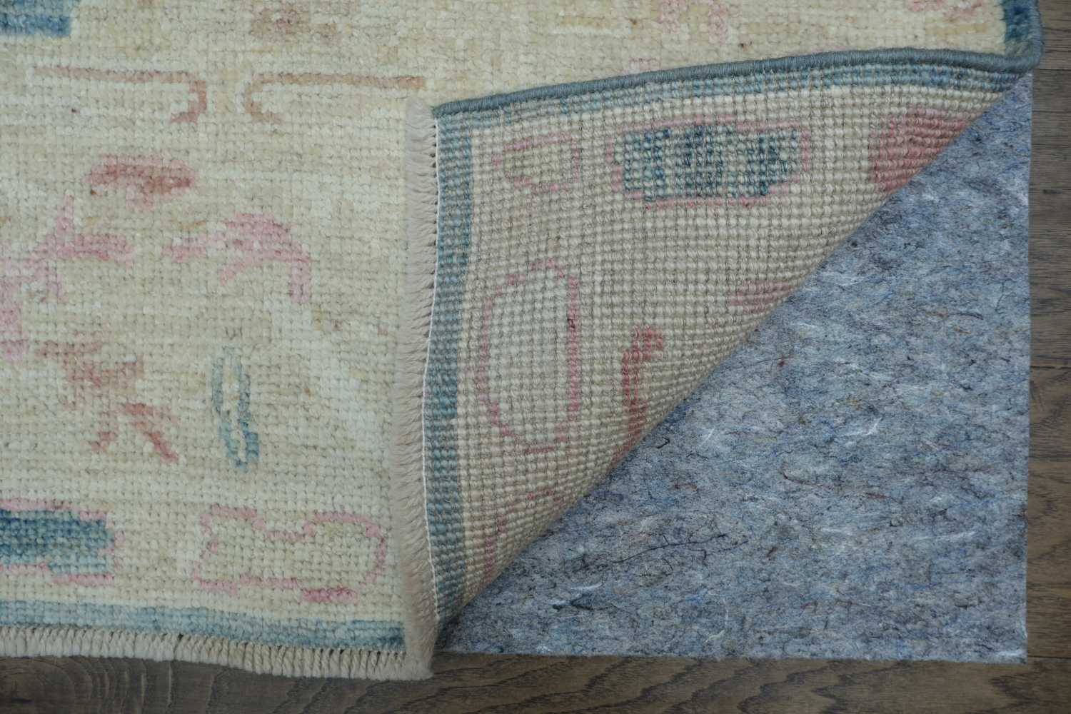 Chic Blue and Pastel Toned Oushak Turkish Rug with Antique Charm 5x8