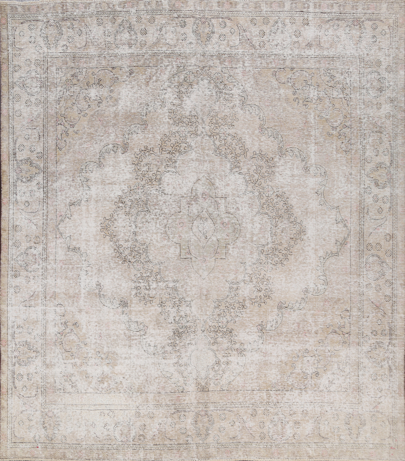 Muted Distressed Tabriz Persian Area Rug 9x9 Square