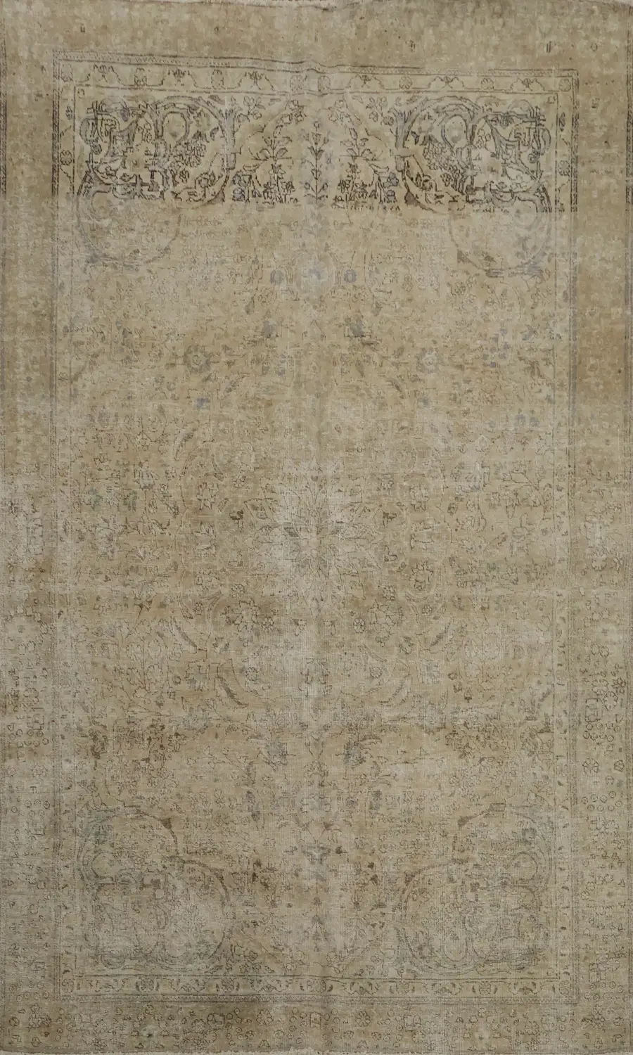 Subdued Beauty: Antique Persian Rug with Delicate Design Elements 6x9