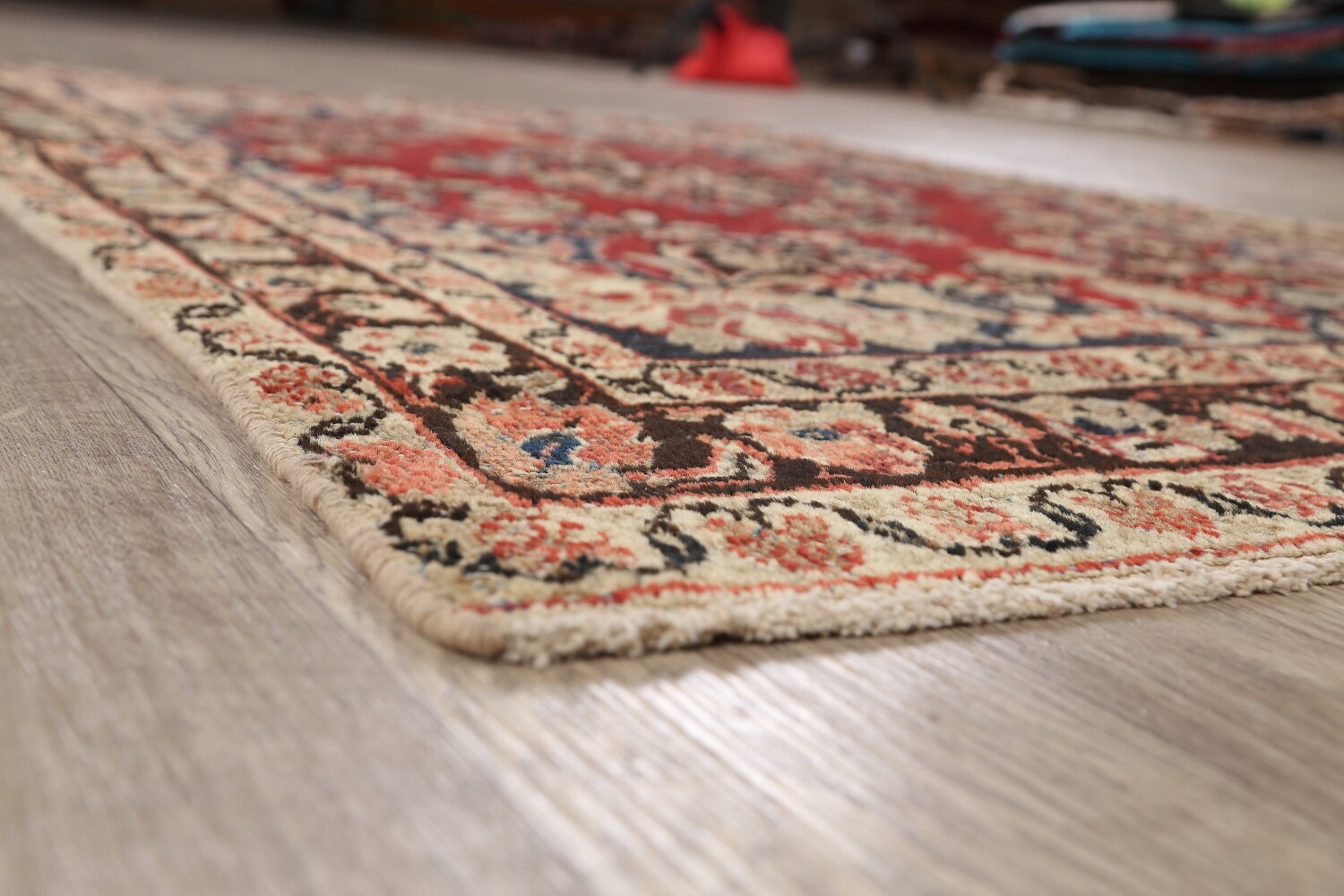 Pre-1900 Antique Floral Mahal Persian Area Rug 4x6