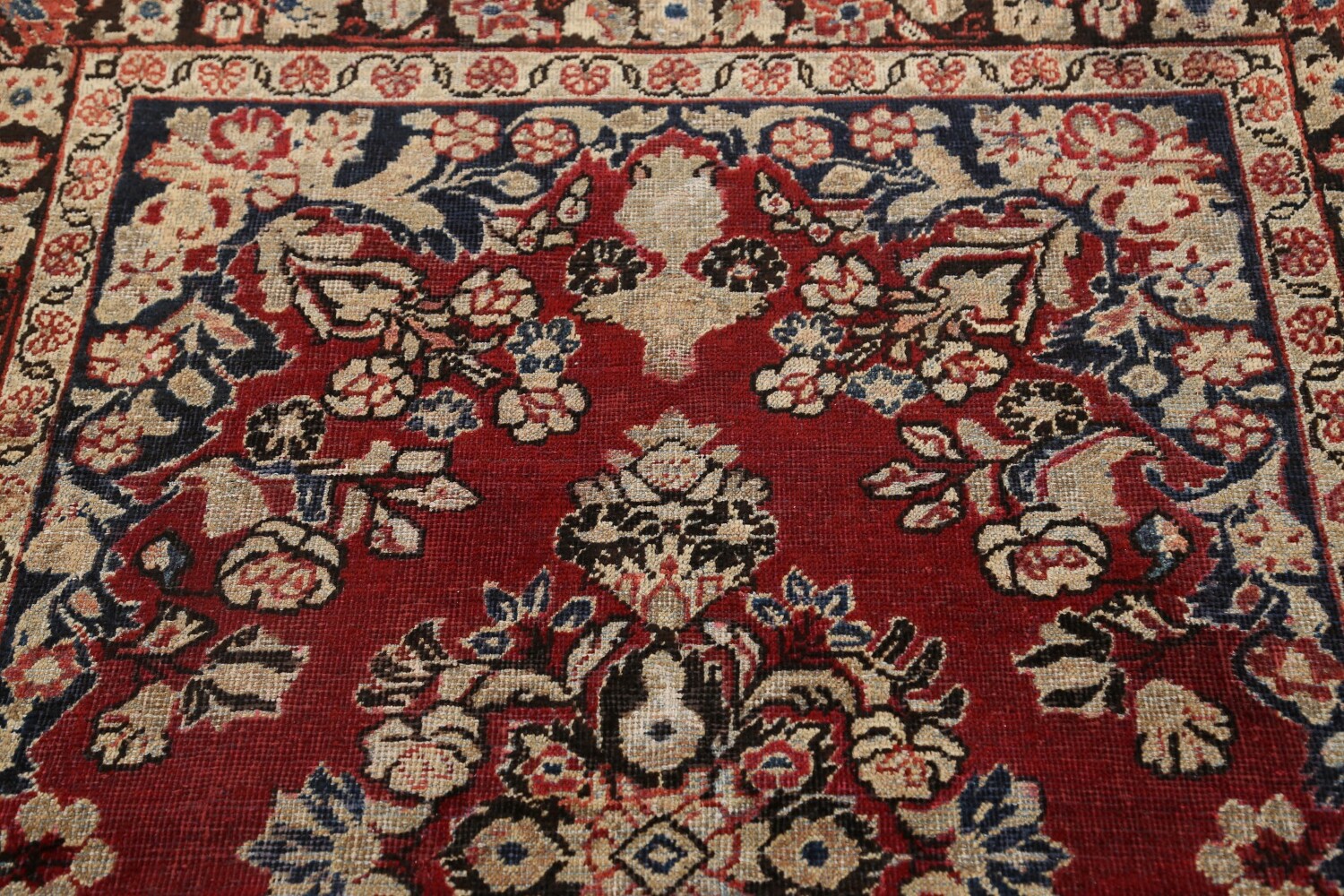 Pre-1900 Antique Floral Mahal Persian Area Rug 4x6