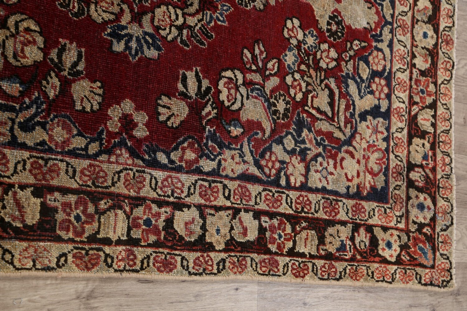Pre-1900 Antique Floral Mahal Persian Area Rug 4x6