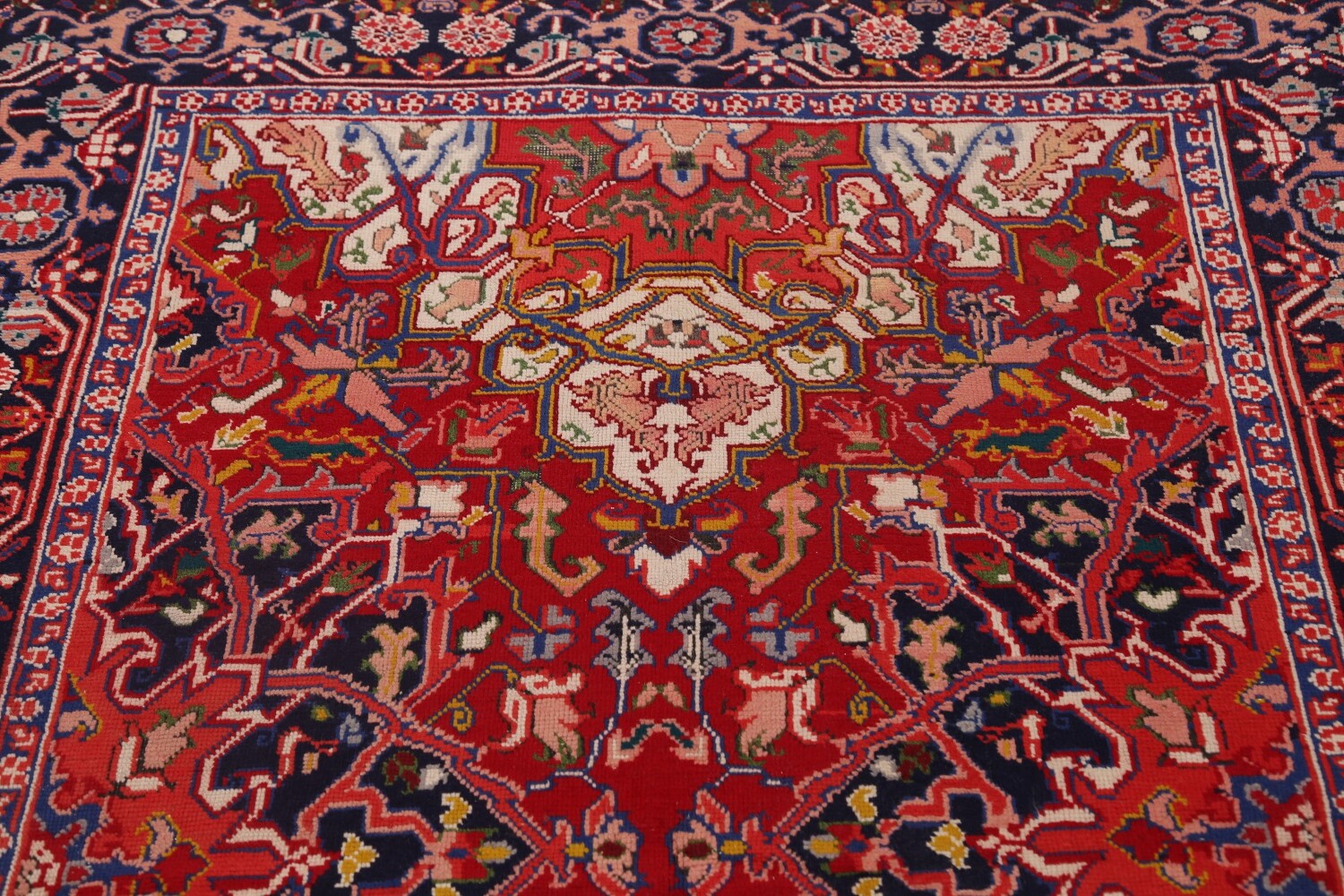 Antique 100% Vegetable Dye Heriz Serapi Persian Area Rug 5x6