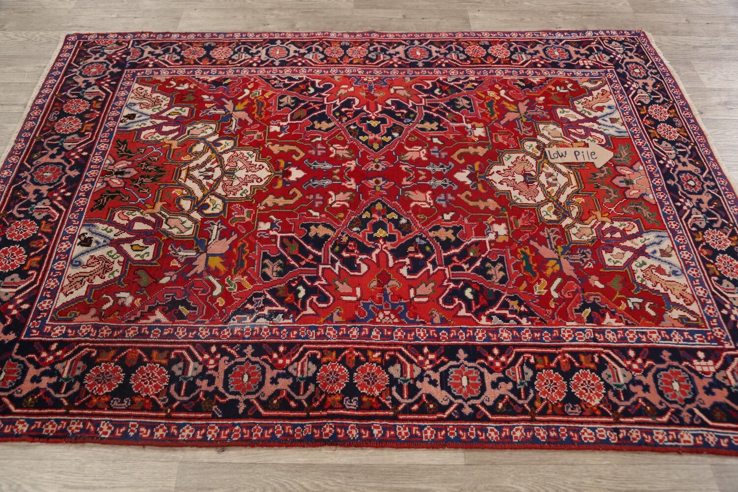 Antique 100% Vegetable Dye Heriz Serapi Persian Area Rug 5x6