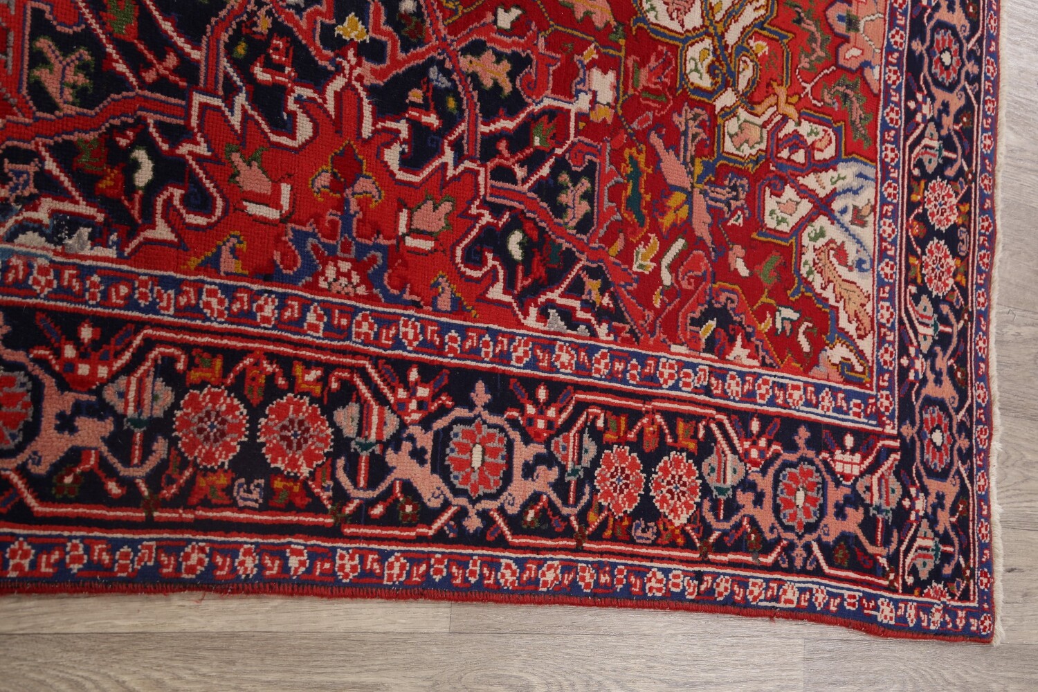 Antique 100% Vegetable Dye Heriz Serapi Persian Area Rug 5x6