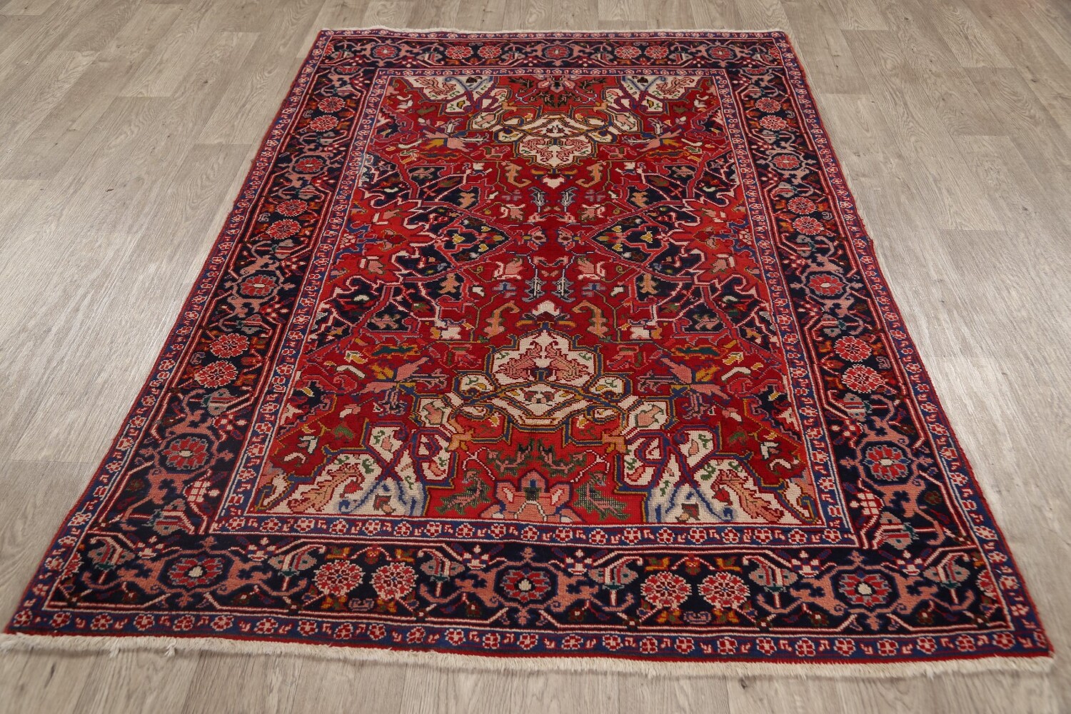 Antique 100% Vegetable Dye Heriz Serapi Persian Area Rug 5x6