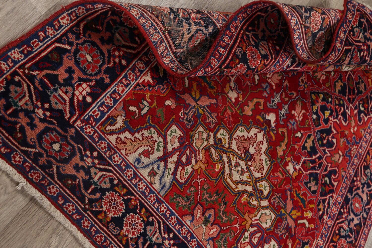 Antique 100% Vegetable Dye Heriz Serapi Persian Area Rug 5x6