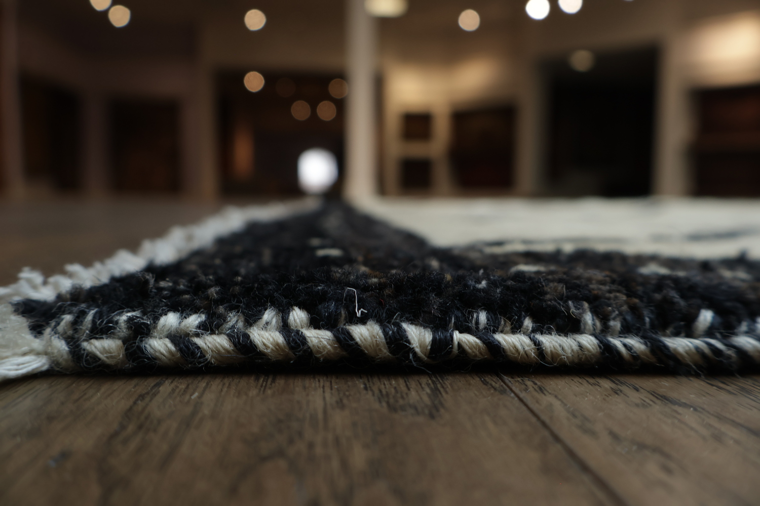 Modern White Rug with Black Diamond Pattern Elegance 8x12