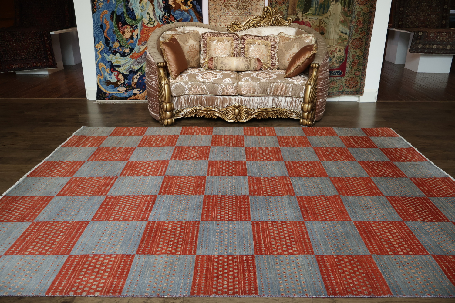Checkered Gabbeh Kashkoli Oriental Area Rug 8x11