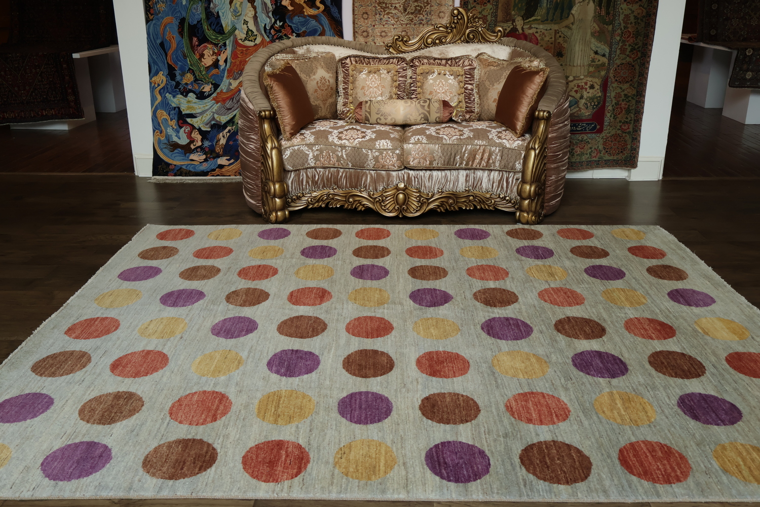 Polka Dot Gabbeh Kashkoli Oriental Area Rug 8x10