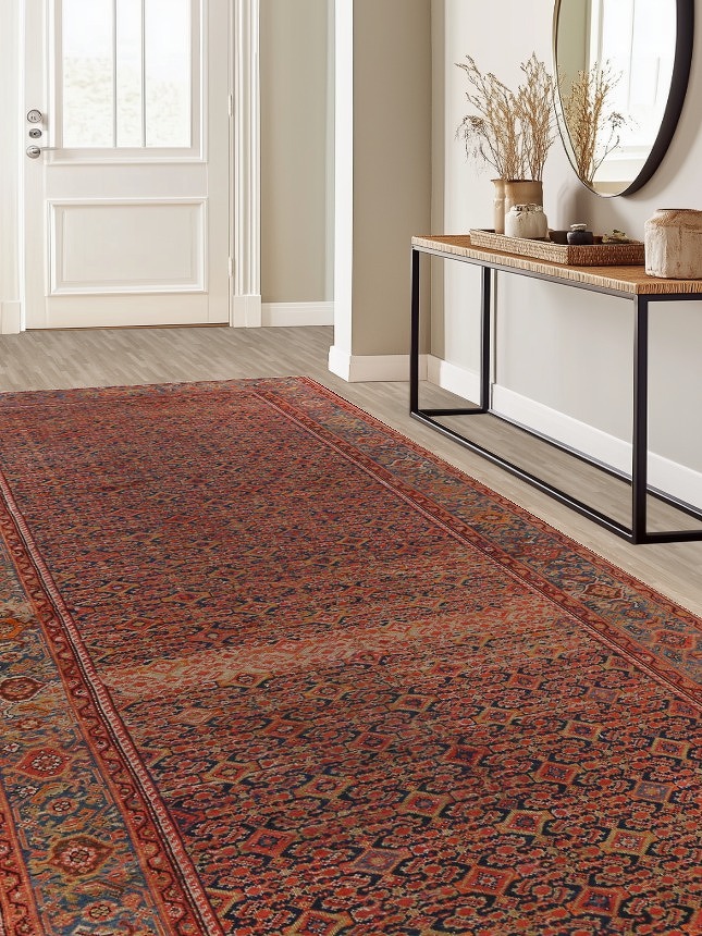 Pre-1900 Vegetable Dye Malayer Persian Runner Rug 6x16
