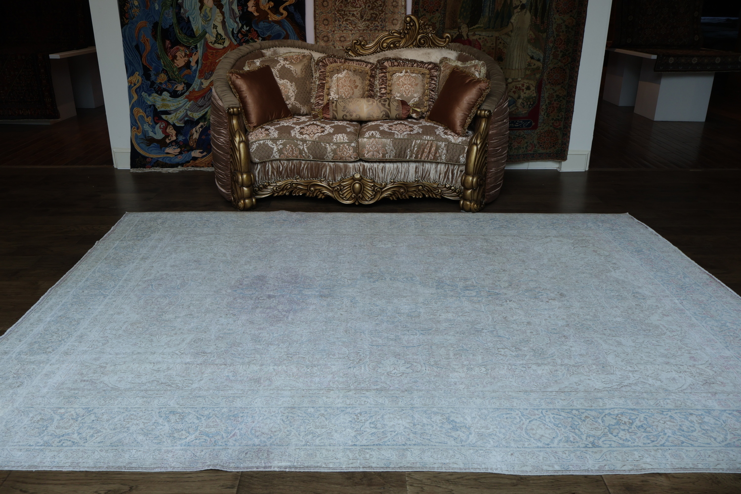 Muted Distressed Kerman Persian Area Rug 8x11