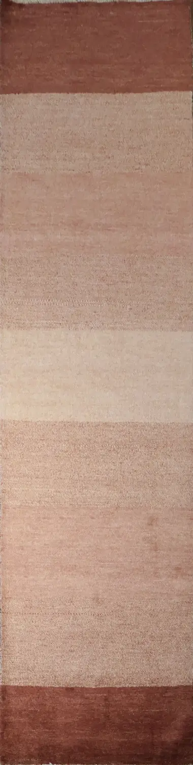 Striped Ombre Patterned Runner Rug in Soothing Beige Tones 3x10 ft