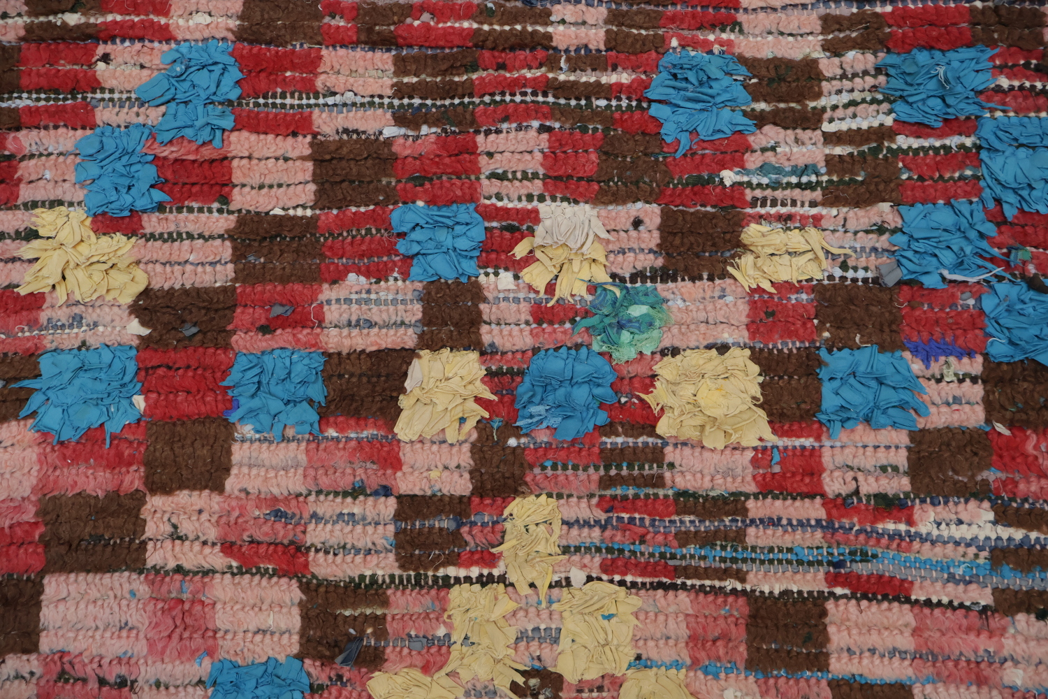 Antique Checkered Moroccan Oriental Area Rug 4x7