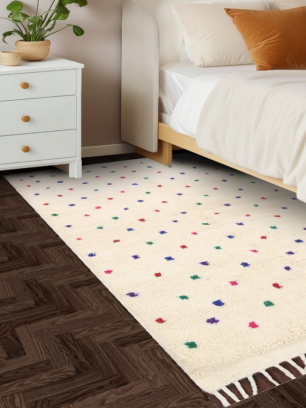 Modern Polka Dot Moroccan Oriental Area Rug 4x7