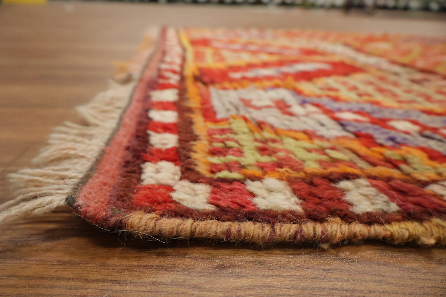 Red Wool Moroccan Oriental Runner Rug 3x11